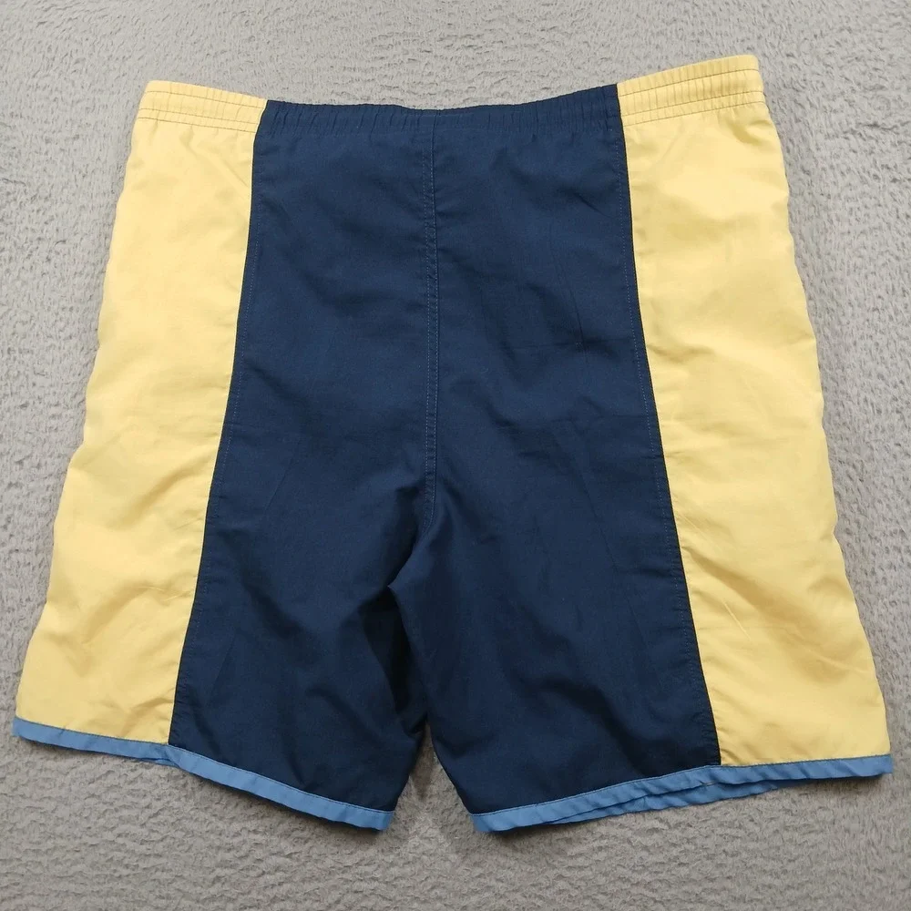 Planks TransAtlantic Colorblock Vintage Swim Trunks Men's L Blue Yellow‎ EUC